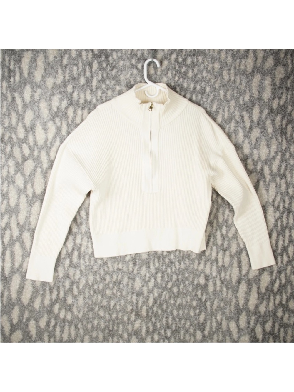 Varley Janie Ribbed Half Zip Knit Sweater women Sz X-Large Ivory STY# VAR01701 - Picture 2 of 10